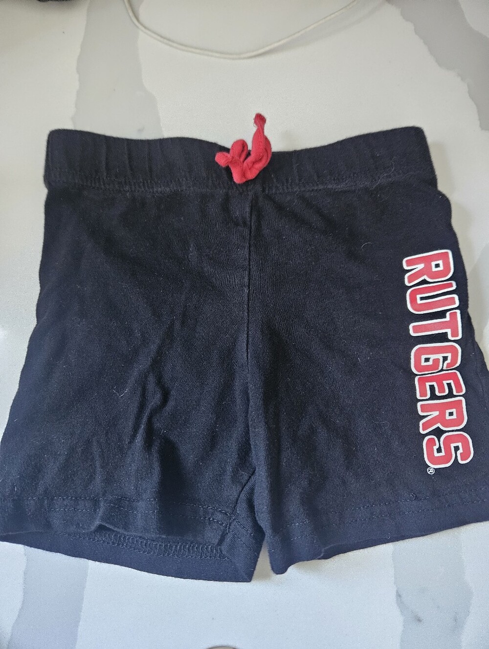 Kids Rutgers 18 Month Black Shorts with Red Drawstring